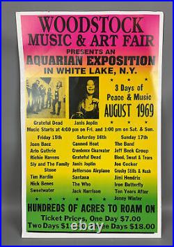 14x22 1969 Woodstock Music And Art Fair Concert Promotional Poster Orig
