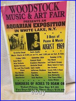 14x22 1969 Woodstock Music And Art Fair Concert Promotional Poster Orig. TSP