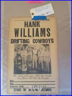 1949 Vintage Original Hank Williams and his Drifting Cowboys concert poster