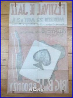 1951 BIG BILL BROONZY Concert BLUES Poster ORIGINAL JAZZ Festival FRANCE Abstrac