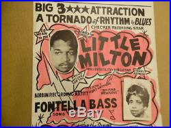 1962 Little Milton Blues Concert Window Card Poster Fontella Bass Oliver Sain