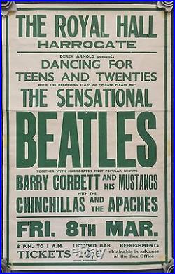 1963 THE BEATLES rare original concert poster (The Royal Hall, Harrogate) WOW