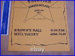 1964 The Frontier Constabulary At Brown's Hall In MILL Valley, Ca Concert Poster