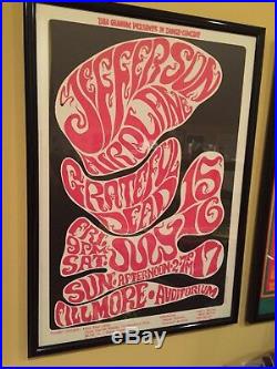 1966 Grateful Dead, Jefferson Airplane Psychedelic Concert Poster BG 17 Framed