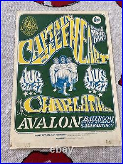 1966 Original Concert Poster Captain Beefheart Charlatans 1st Print Avalon FD23