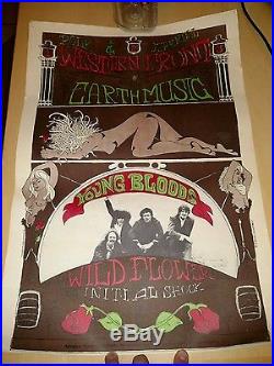 1967 The Youngbloods Western Front Concert Poster Psychedelic San Francisco Rare