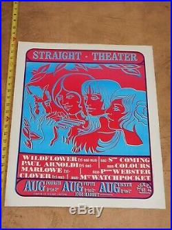 1968 Clover, Wildflower Straight Theater Concert Poster Haight Ashbury Sf Terre