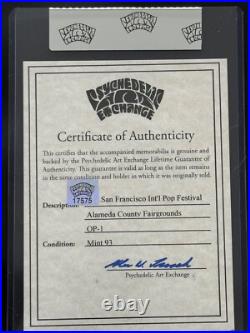 1968 San Francisco Inter. Pop Festival Concert Poster mint COA SUPER POSTER