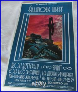 1969 Fillmore West Concert Poster BG-179 Iron Butterfly Spirit Bill Graham RARE