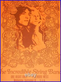 1969 Incredible String Band, Bill Graham Fillmore Concert Poster, Pat Hanks Art