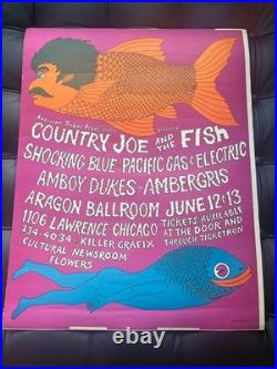 1970 Original Concert Poster Aragon Ballroom Chicago Country Joe & the Fish 1970 Original Concert Poster Aragon Ballroom Chicago Country Joe & the Fish