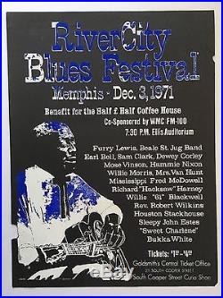 1971 Furry Lewis Bukka White Concert Poster Folk Blues Fred McDowell Mose Vinson