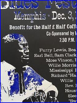 1971 Furry Lewis Bukka White Concert Poster Folk Blues Fred McDowell Mose Vinson