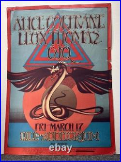 1972 Alice Coltrane Ann Arbor Concert Poster SIGNED Gary Grimshaw Back Verso AOR