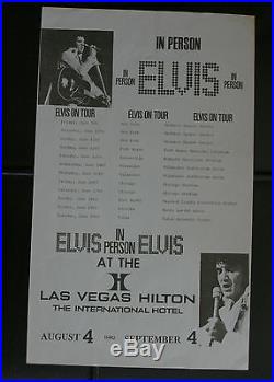 1972 Elvis Presley Concert Tour Schedule Poster from the Elvis MGM 1999 Auction