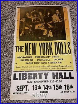 1974 NEW YORK DOLLS Vtg Concert Poster Houston Texas Liberty Hall PUNK Original