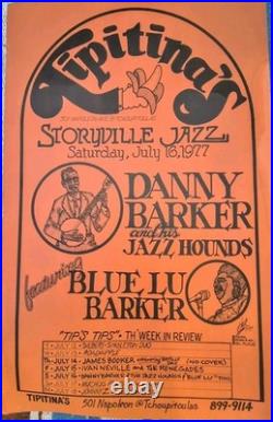 1977 DANNY BARKER JAMES BOOKER IVAN NEVILLE Original TIPITINA'S Concert POSTER