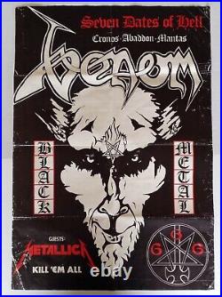1980s Vintage Venom Metallica Black Metal Music Concert Poster Rare Filthy