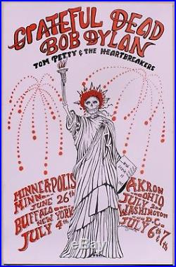 1986 US Concert Poster Bob Dylan, Grateful Dead, Tom Petty & the Heartbreakers