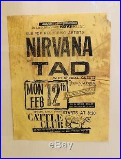 1990 Nirvana Original Flyer, Concert Poster Authentic, Tad, Sun Pop, Kurt Cobain