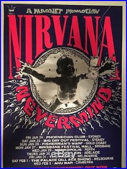 1992 Original Silkscreen Nirvana Australia Concert Tour Poster