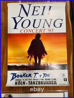 1993 Neil Young Concert German Tour Poster In Koln Tanzbrunnen With Booker T