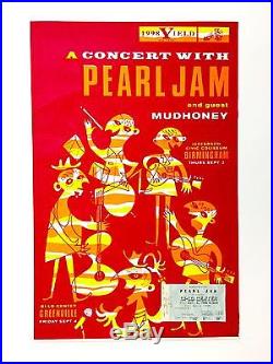 1998 Pearl Jam Birmingham/Greenville Silkscreen Concert Poster & Ticket Ames