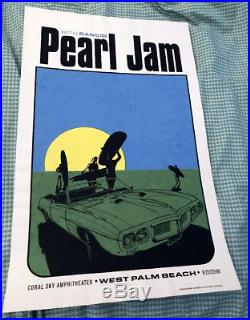 1998 Pearl Jam Concert Poster Rancid West Palm Beach Florida Coral Sky Ames RARE