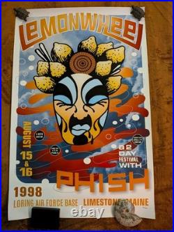 1998 Phish Lemonwheel Poster NM 155/1000 Trey scarce low number original print
