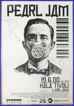 2000 Pearl Jam Ljubljana Slovenia Rare Original Promo Concert Poster