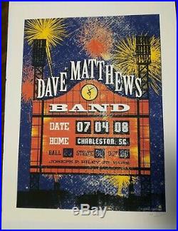 2008 Dave Matthews Band Charleston Concert Poster Methane Signed AP Mint RARE
