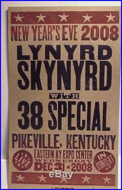 2008 Lynyrd Skynyrd New Years Eve Concert Tour Poster Pikeville KY 38 Special