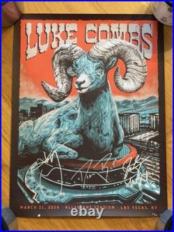 2026 Luke Combs Las Vegas Concert Poster Signed All Artists Beckett Authentic