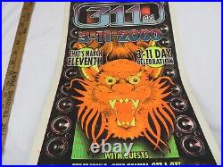 311 LIVE CONCERT ORIGINAL POSTER 2000 Vintage, RARE Original 22 1/2 x 10 1/2