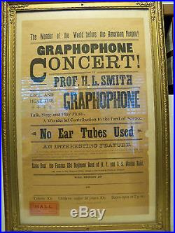 60m. Original Graphophone Concert Poster with Ticket From the Brown Wax Era