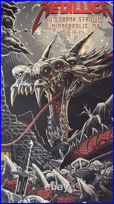 824/900 Metallica Minnesota Show Concert Poster 8-18-24 US Bank Stadium