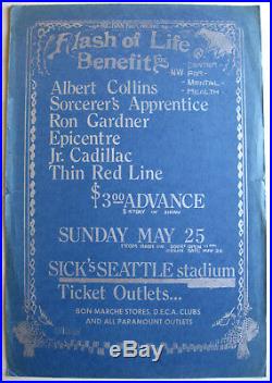 ALBERT COLLINS Sick's Seattle Stadium 1975 CONCERT POSTER Blues BENEFIT Show
