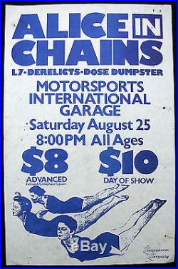 ALICE IN CHAINS Motor Sports Int'l Garage SEATTLE 1990 CONCERT POSTER L7 Layne