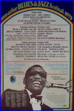 ANN ARBOR 1973 BLUES & JAZZ FESTIVAL concert poster GARY GRIMSHAW RAY CHARLES