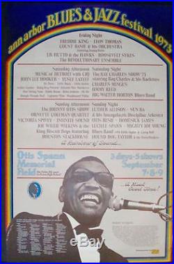ANN ARBOR 1973 BLUES & JAZZ FESTIVAL concert poster GARY GRIMSHAW RAY CHARLES NM