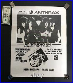 ANTHRAX Original 1985 STUDIO 54 Concert POSTER 17.5x22 Anvil TT Quick RARE