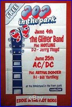 Ac/dc Pop In Park 1976 Lock Up Your Daughters Bon Scott Angus Concert Poster