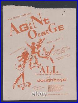 Agent Orange All Doughboys Original Concert Flyer/ Ticket Thrash Punk Hardcore