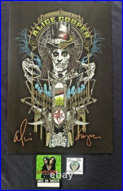 Alice Cooper Hand Signed concert poster, Backstage pass & Guitar Pick 2018 /2024