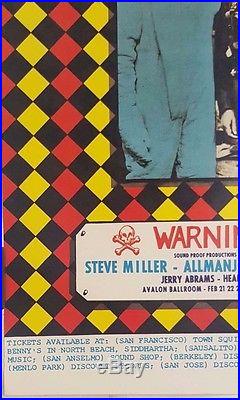 AllmanJoy & Steve Miller Art by Mouse/Kelley Orig 1969 Concert Poster Rare