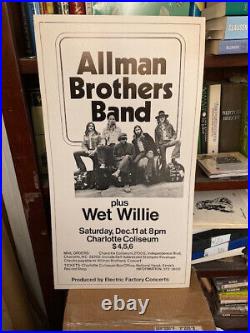 Allman Brothers Band 1971 concert poster Charlotte RARE beautiful condition