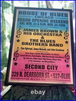An original 1996 House of Blues Chicago Grand Opening Concert Poster. Framed
