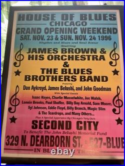 An original 1996 House of Blues Chicago Grand Opening Concert Poster. Framed
