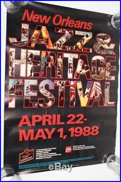 April 22 1988 New Orleans Jazz & Heritage concert 29 x 22 Original Poster
