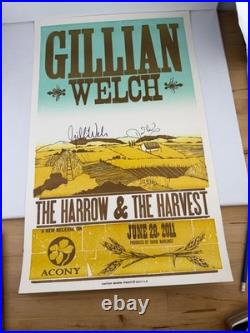 Autographed Gillian Welch Concert Poster Hatch Print Harrow Harvest Autographed Gillian Welch Concert Poster Hatch Print Harrow Harvest